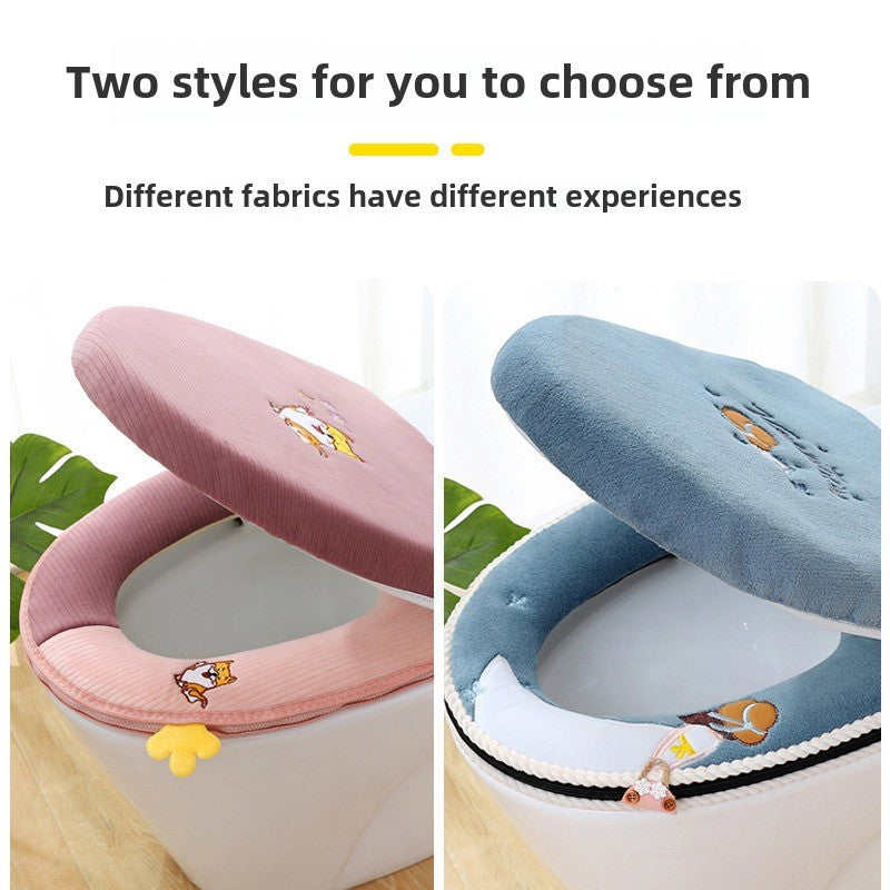 New Winter Toilet Seat Cover, Universal for All Seasons, Full Zipper Two-Piece Set, Home Three-Piece Set.