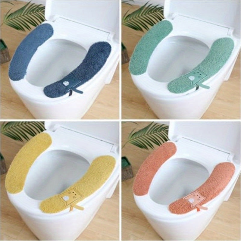 4 Pairs P Warm Toilet Seat Cover Washable and Reusable Toilet Seat Pads Cushion for Winter Fits All Toilet Seats