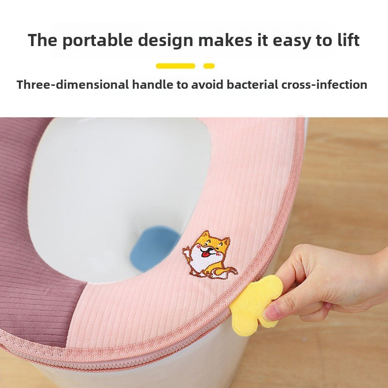 New Winter Toilet Seat Cover, Universal for All Seasons, Full Zipper Two-Piece Set, Home Three-Piece Set.